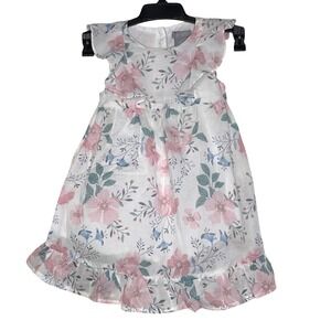 Tahari 3T Floral Ruffle Dress Pink Blue White Girls‎ Sleeveless Cute
